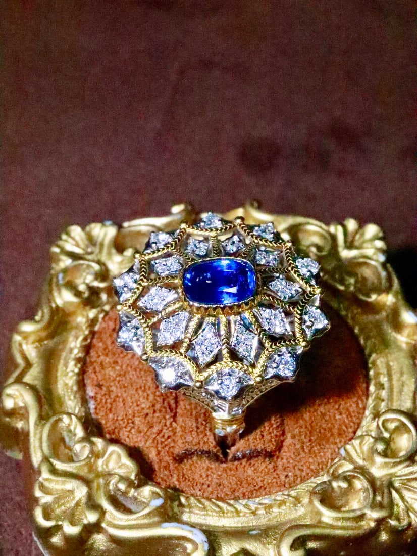 Platinum Sapphire Diamond Ring - 2