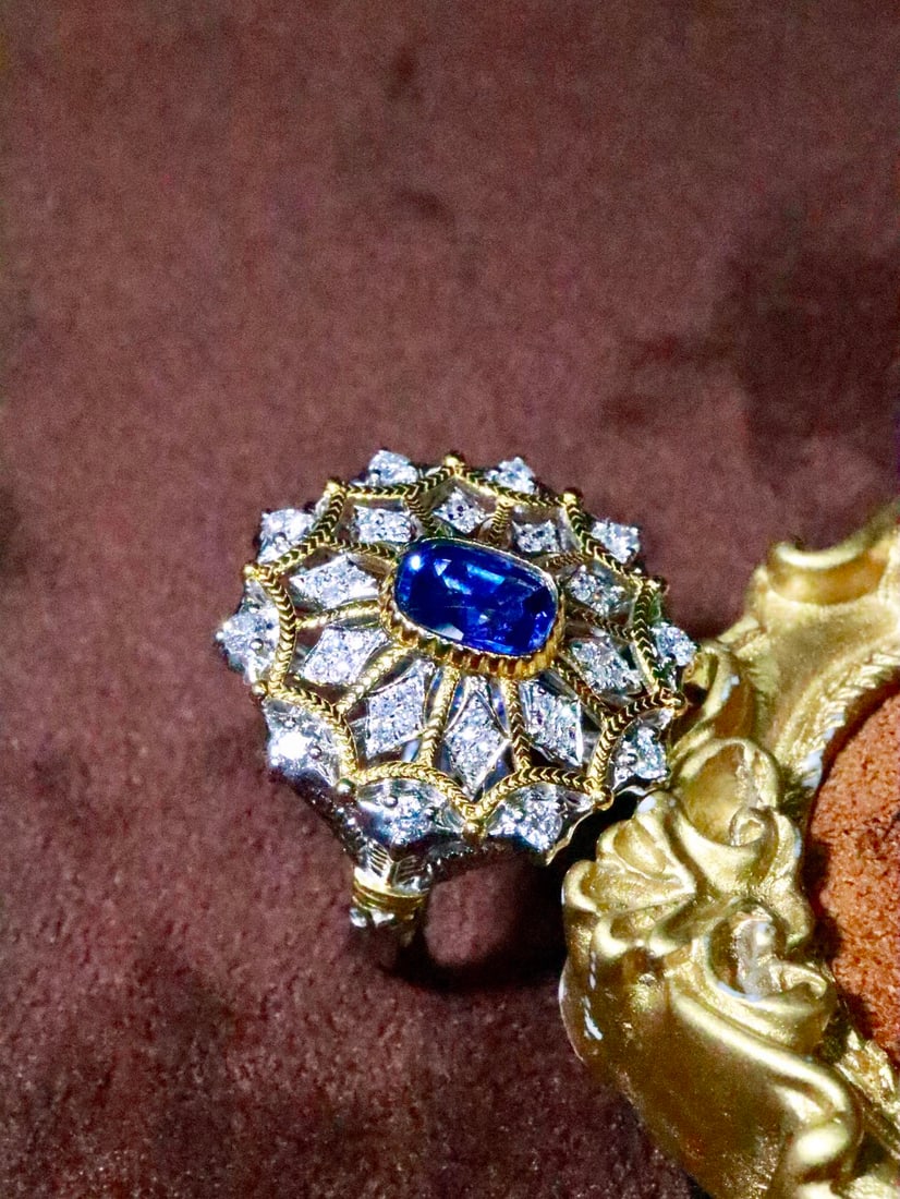 Platinum Sapphire Diamond Ring - 3