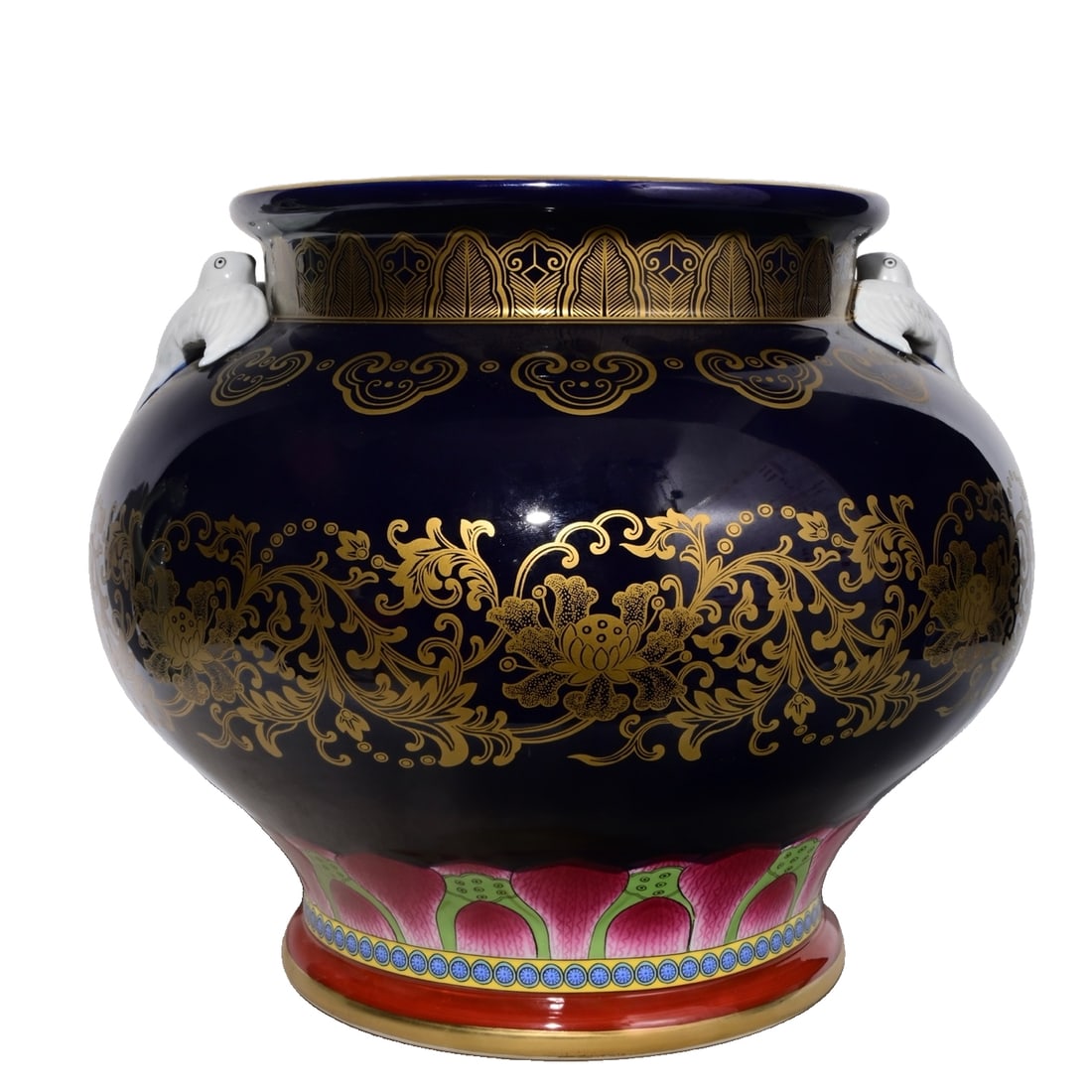Qianlong Reign, blue-glazed gold-painted swallow vase. (1 of 10)