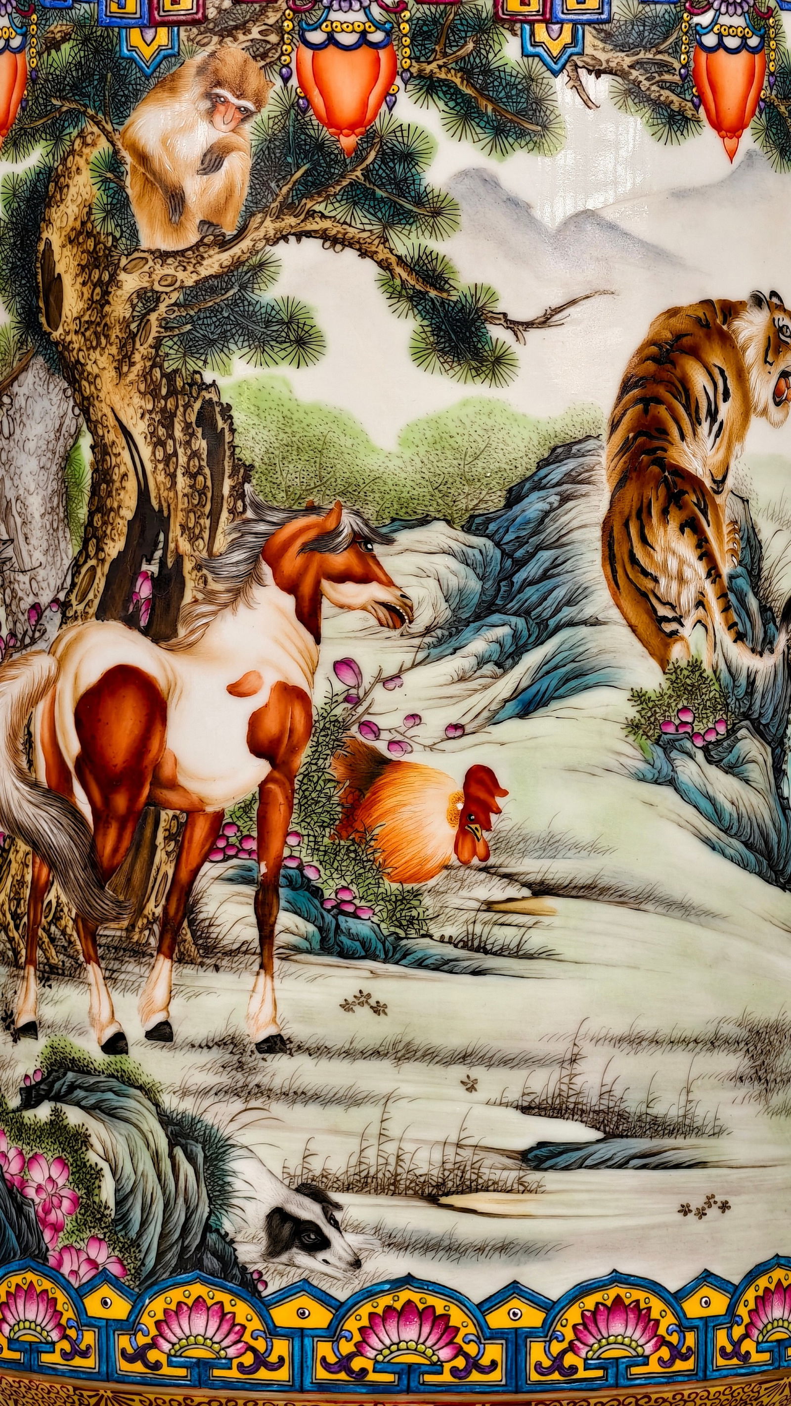 Qianlong period of the Qing Dynasty, a vase with twelve zodiac animal patterns. - 4