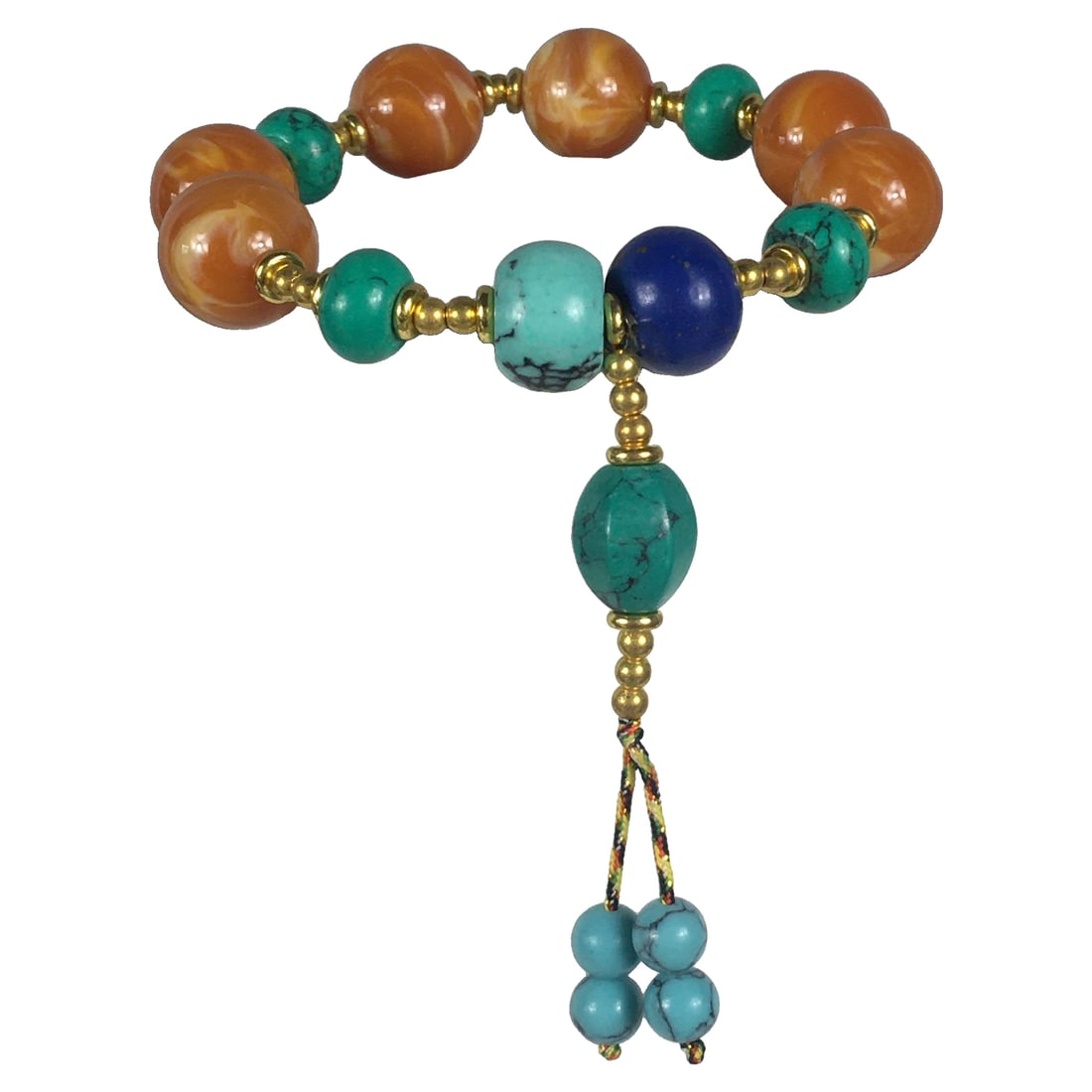 Natural agate beads inlaid with turquoise bracelet.: Natural agate beads with turquoise inlay bracelet, made of natural agate, full and delicate. The patina is natural, the quality is perfect, bead diameter: 10 cm, weight: 44.95 grams.