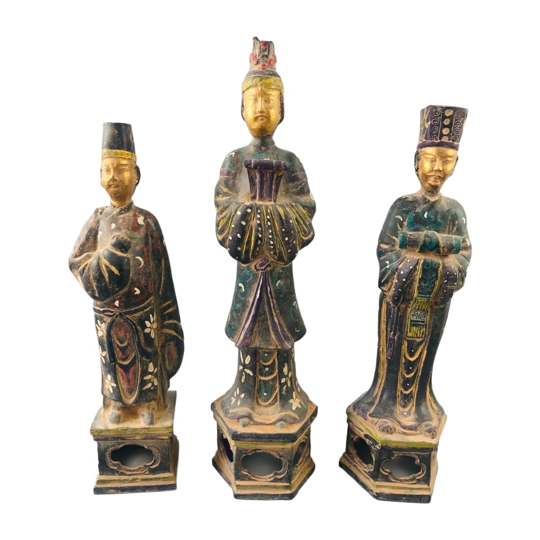 Han Dynasty gilt bronze official figure with polychrome painting (1 of 10)