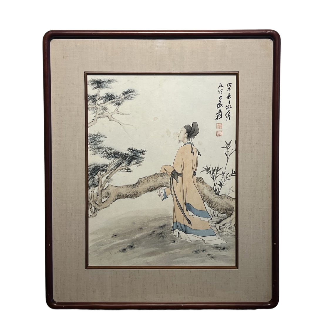 Masterpieces of Modern Chinese Calligraphy and Painting by Zhang Daqian: Modern Chinese Calligraphy and Painting Master - Zhang Daqian, figure painting, frame length 58x49 cm, painting core 41x32 cm. Zhang Daqian (1899-1983), originally named Zhang Zhengquan, styled himsel