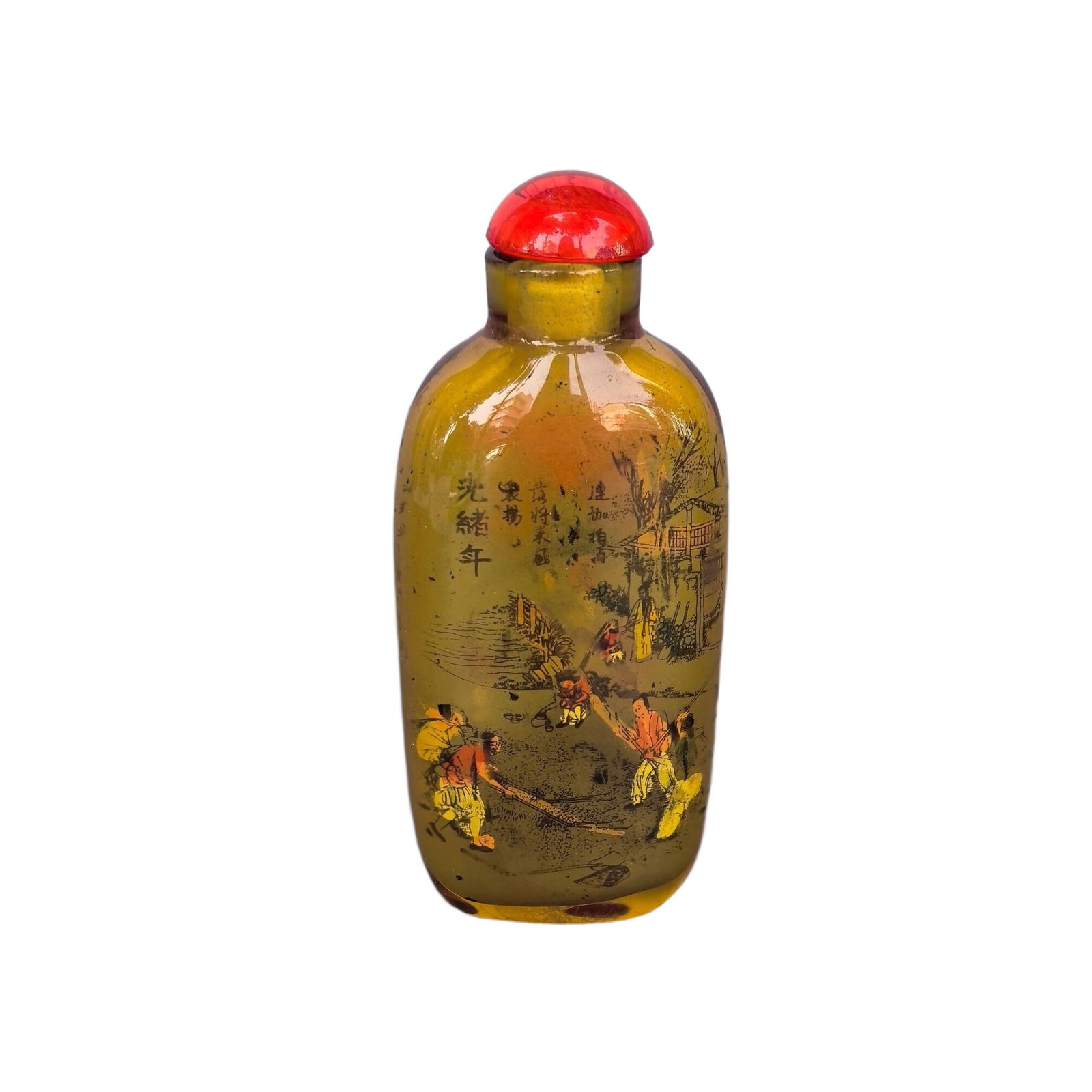 Handmade glass snuff bottle with inside painted figures (1 of 10)