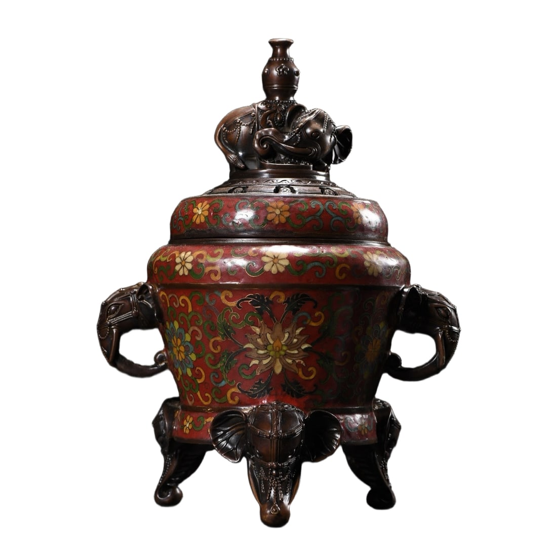 CloisonnE Incense Burner with Lotus Pattern and Elephant Ears from the Reign of Emperor Taiping (1 of 10)