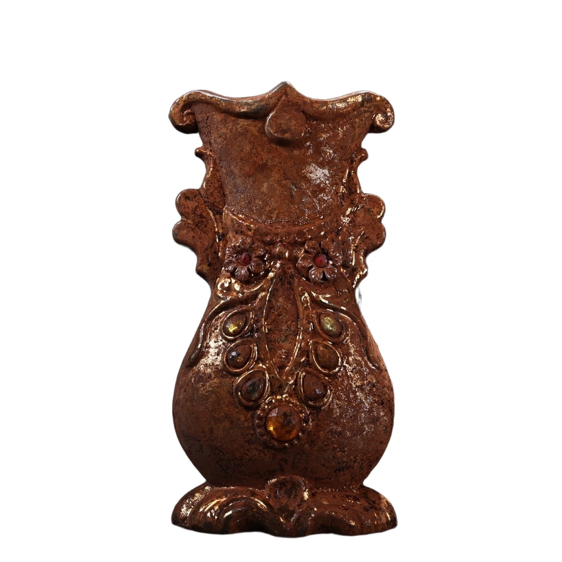 Painted gold porcelain vase: Gilt porcelain vaseIn perfect condition, with a unique and rare designWeighs 540 grams, 24 centimeters in height, 12 centimeters in width