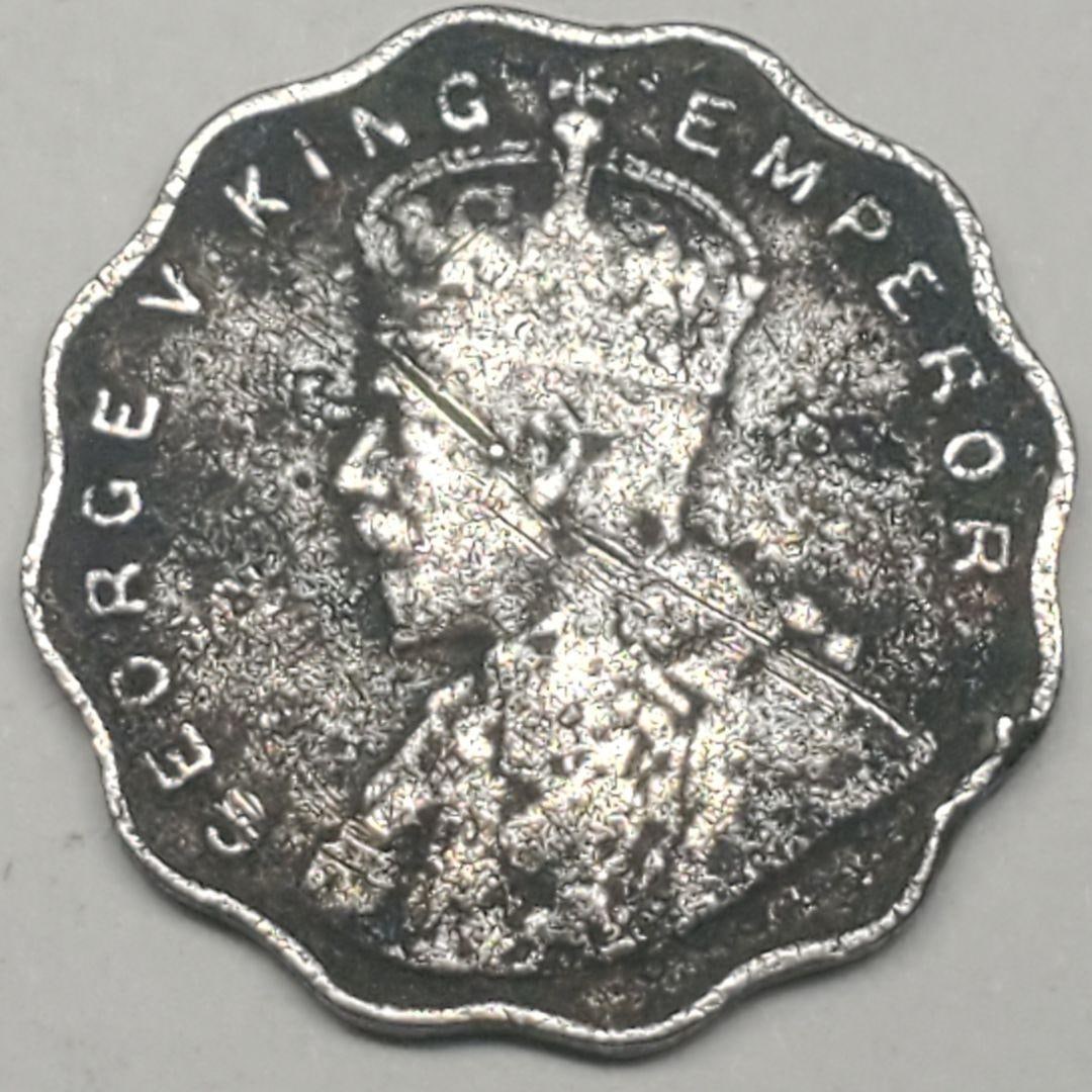 British India 1 Anna 1919 George V wavy lines pattern.: Detailed DescriptionIndia - British ColonyKing George V (1910-1936)Type: Standard Circulating Coin1912-1936Value: 1 Anna (1/16)Currency: Rupee (1770-1947)Composition: Copper, NickelWeight: 3.8