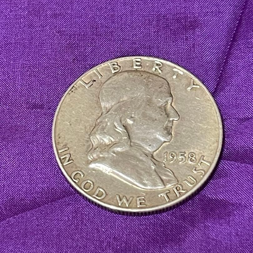 1958 Franklin Half Dollar Silver Coin (1 of 5)