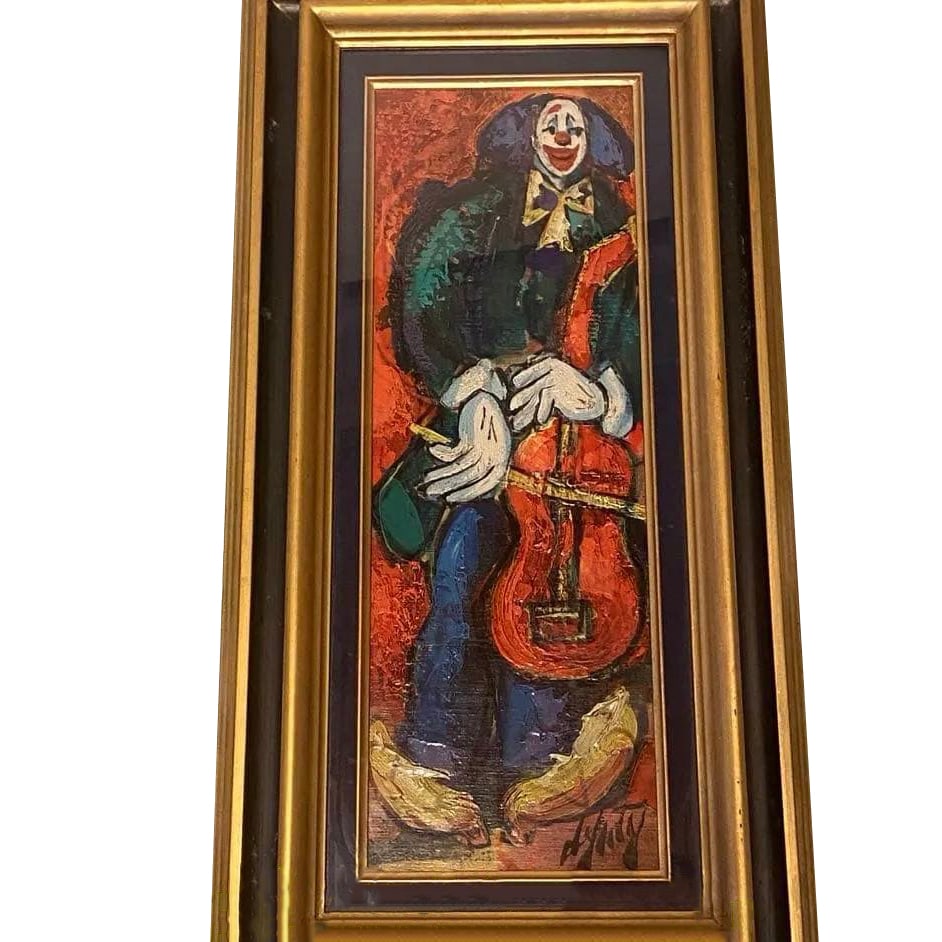 Henry Danti's painting "The Clown": Henry Danti's oil painting "Clown," free shipping.Bought about 30 years ago.It is approximately 75 cm high and 38 cm wide.Henry Danti was a master of Western-style painting in 20th-century France, who