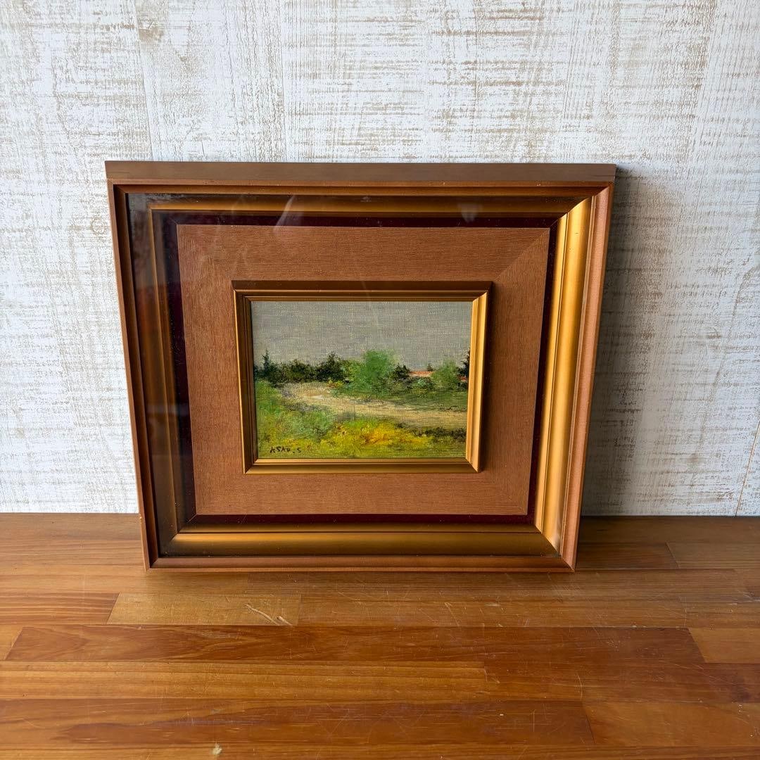 Oil painting, landscape painting: Oil painting, landscape painting, width: approximately 37.5 cm, height: approximately 33.5 cm, depth: approximately 5 cm.This is a charming oil painting depicting serene natural scenery.The luxurious