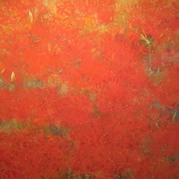 Mie Matsumoto - Red Spider Lily: Higanbana, size 100, is on display at the Manyo Cultural Museum.This is a painting depicting the red spider lily.Size 100. This is a large painting, perfect for office spaces and similar environments.