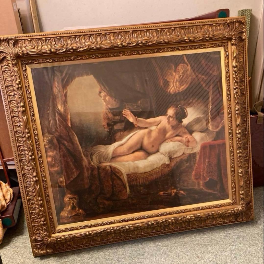 Rembrandt's "Danae": Rembrandt, "Danaë" (1636)This is a huge and magnificent painting.It looks like something you would see in an art gallery.It is a high-quality reproduction print, with a sense of heaviness and depth.