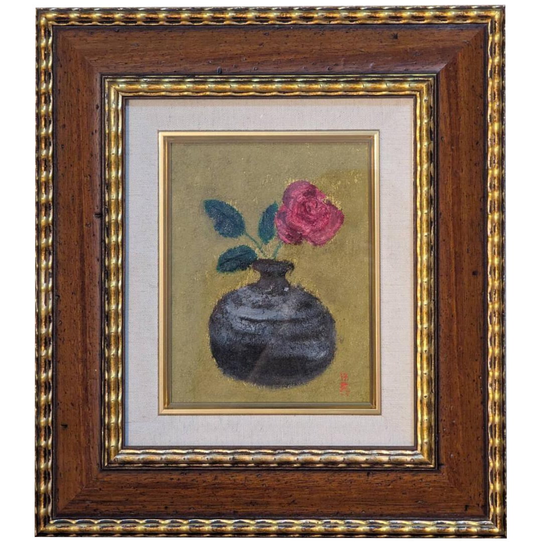 Takuya Oguchi's oil painting, canvas oil painting, still life with roses.: Koguchi Takuya is an active Western-style painter in Japan, mainly creating oil paintings of flowers, fruit trees, and natural landscapes.Basic InformationYear of Birth/Place of Birth: Born in 1947 in