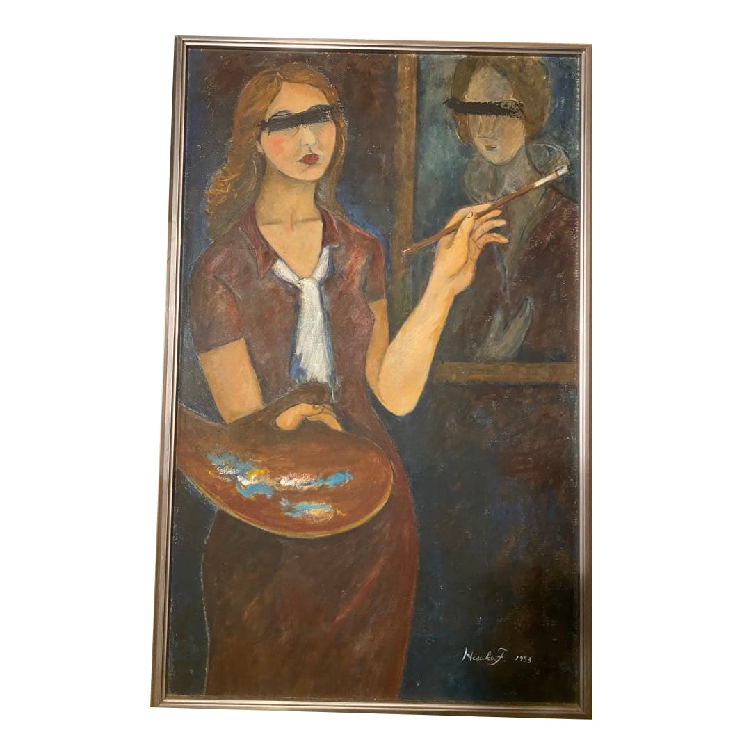 Oil painting work - Artist creating: Oil painting artwork - Artist creating dimensions: approximately 79 cm x 124 cm