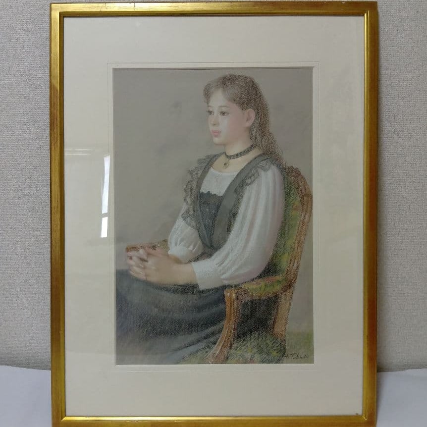 Takahiro Detian: Powder Color Painting - Beautiful Woman: Takahiro Detian is known for his pastel paintings, particularly portraits of beautiful women.Oil painting, size 10, framed, 76 x 58 centimeters.