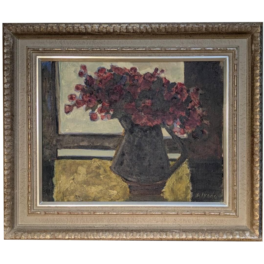 Oil painting on canvas, still life, flowers in a vase.: Oil painting on canvas, size 6, still life, flowers in a vase.Frame size: approximately 58 x 48 centimetersArtwork size: approximately 40 x 31 centimeters