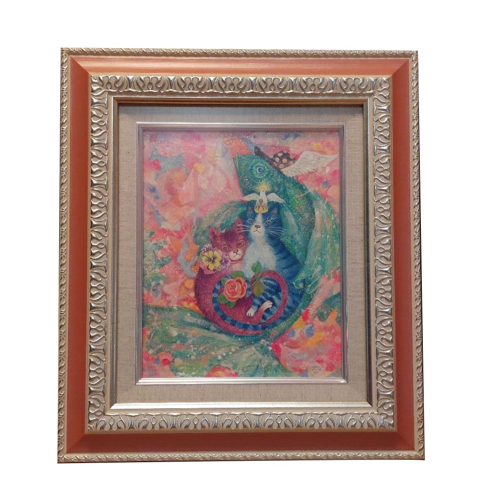 Ms. Yohane Takahashi's painting works - ROMANCE: Ms. Takanofune's painting work titled "ROMANCE" measures 27 x 22 centimeters, and with the frame, it measures 42 x 38 centimeters.