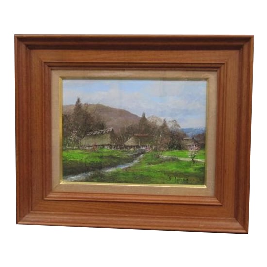 Shigeo Ishikawa's oil painting "Deep Faith" size 4.: Shigeo Ishikawa, "Okuninou," oil painting, size 4, Shimonita District, Nagano Prefecture, artist's signature, with wooden frame.This is an oil painting by the artist Shigeo Ishikawa.He is a very popul
