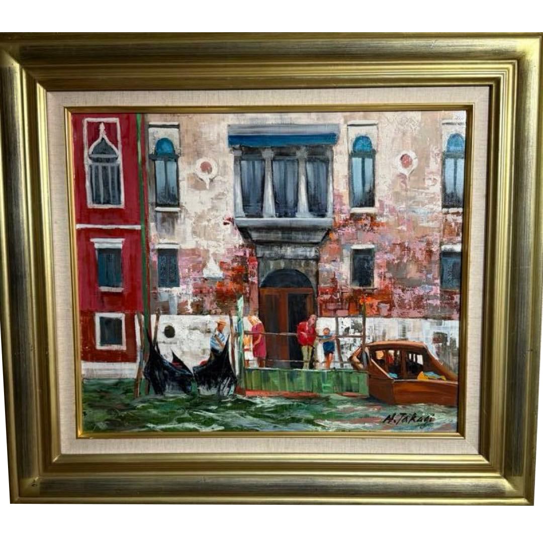 Takagi Hiroshi, Man on the Grand Canal, Original Oil Painting: Takahashi Hiroshi, "Man on the Grand Canal", original oil paintingThe author's handwritten signature is located in the bottom right corner.This piece is undoubtedly a unique hand-painted oil painting,