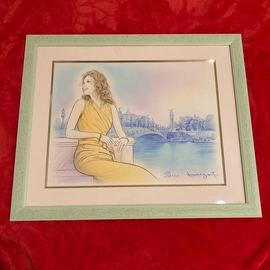 Illustration by Keizo Tsukamoto, artist's signature, with certificate of authenticity: Original artwork by Keizo Tsukamoto, signed by the artist, with a certificate of authenticity, framed, featuring a beautiful female portrait.Dimensions (frame):Height: approximately 46