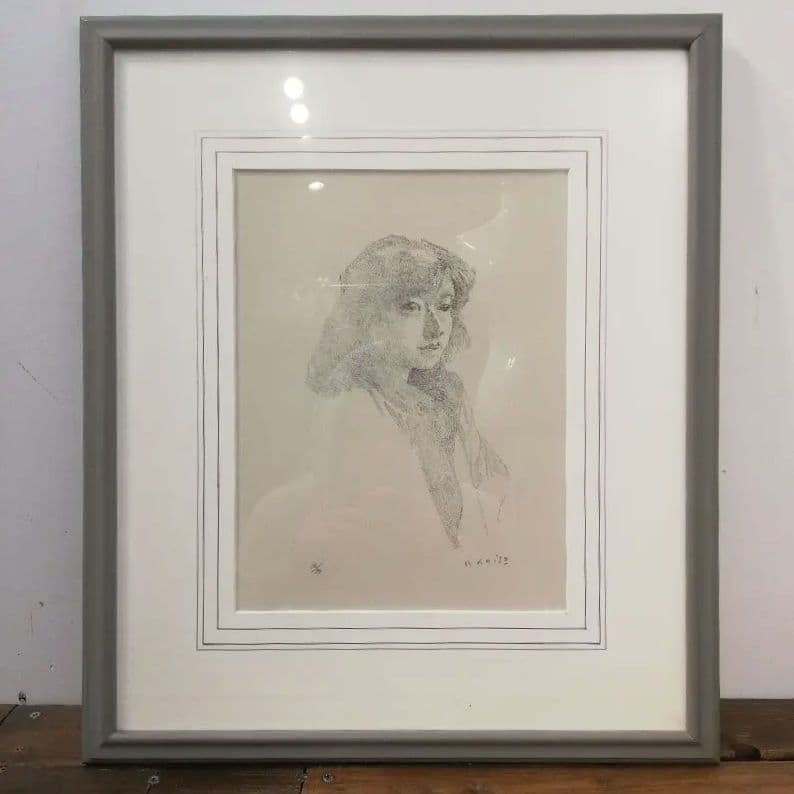 A girl portrait lithograph created by Ryohei Yanagihara. (1 of 7)