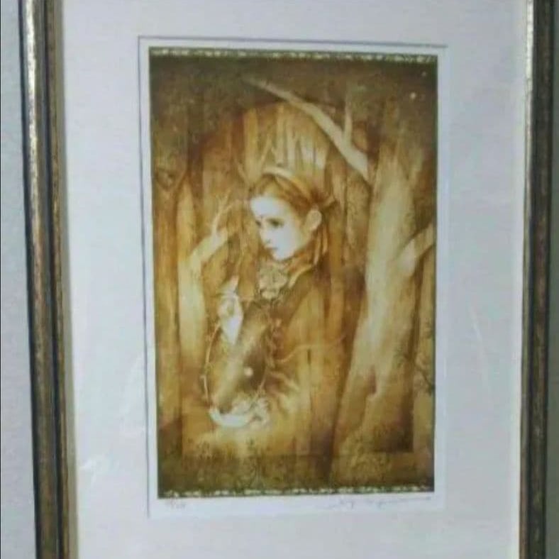Noriko Kitano, the girl in the golden forest, Art Vivant: This is a representative work of the famous illustrator Junko Kitano, accompanied by her autograph."Girl in the Golden Forest"