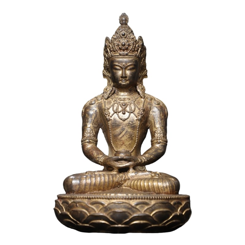 Copper Longevity Buddha Statue Sculpture (1 of 10)