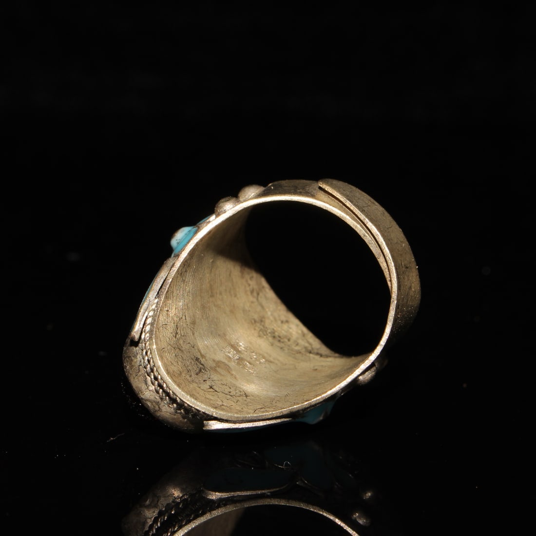 CloisonnE inlaid gemstone rectangular face ring - 10