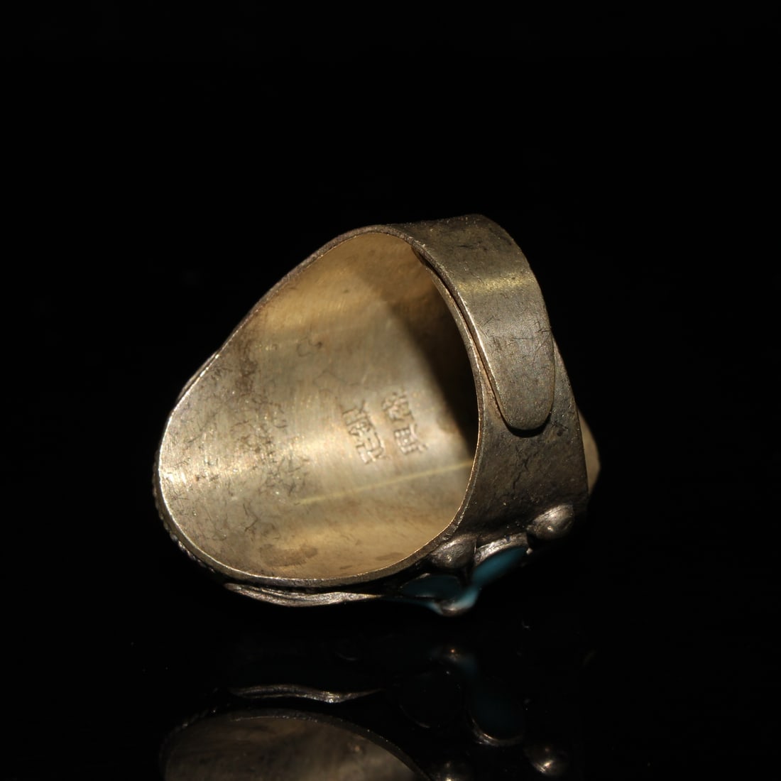 CloisonnE inlaid gemstone rectangular face ring - 8