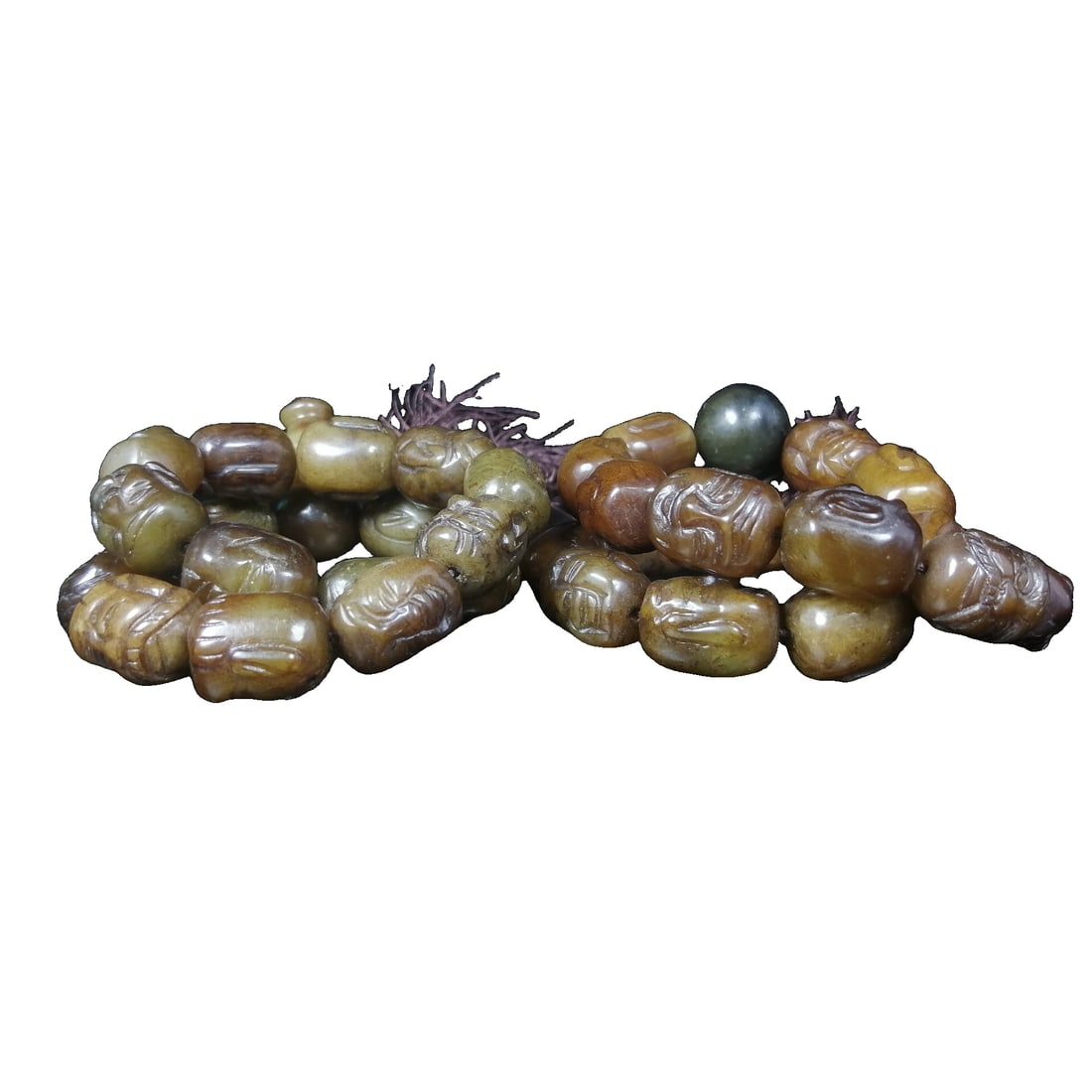 Old Tibetan jade 18 Arhats 2 strands (1 of 10)