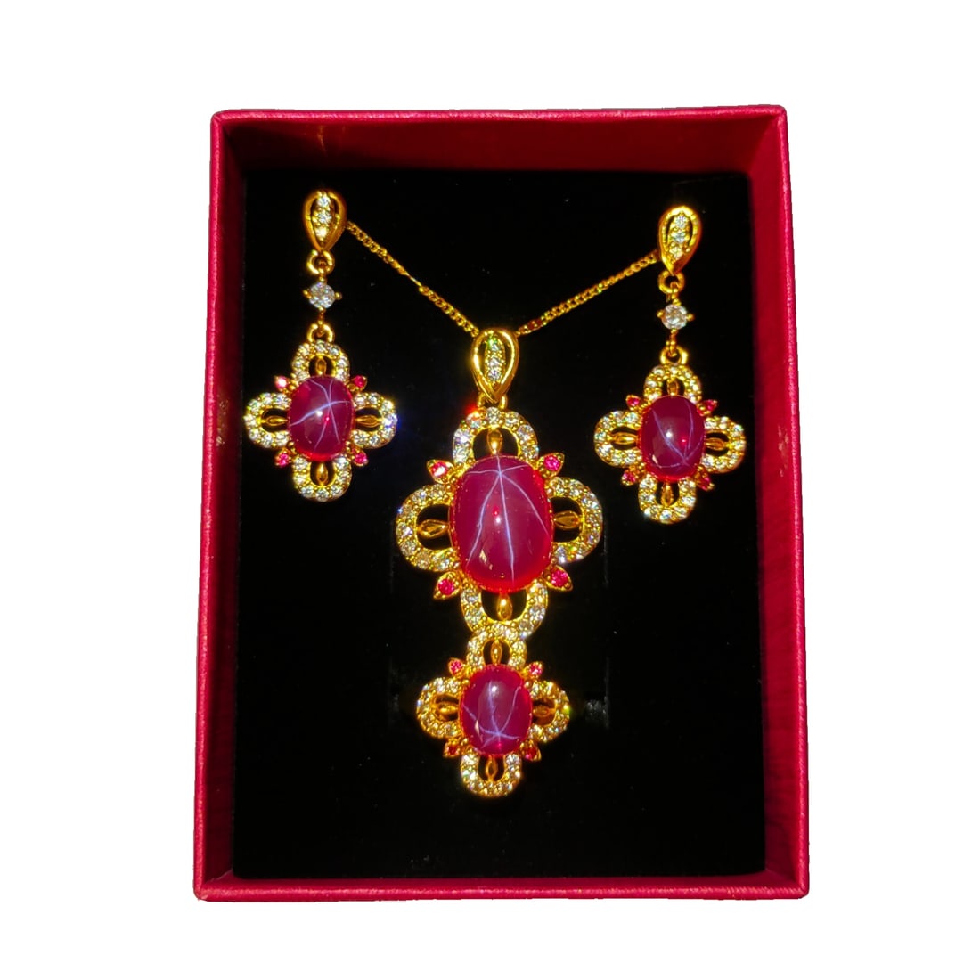 Gold-plated gemstone jewelry set of four pieces (1 of 10)