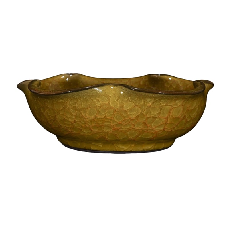 Song Guan kiln yellow glaze crackle pattern flower mouth washbasin (1 of 10)