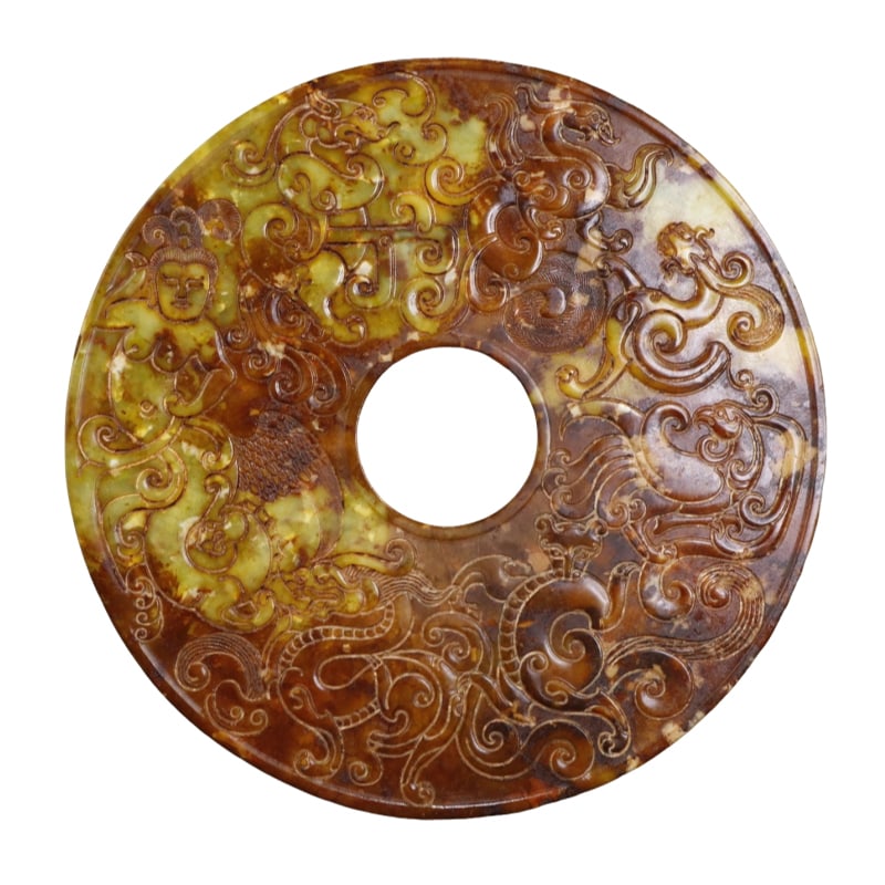 Beautiful ancient jade beauty, auspicious beast jade bi. (1 of 10)