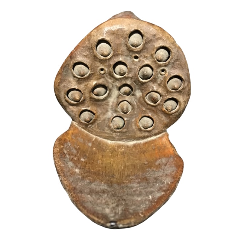 Bamboo root carving lotus incense holder (1 of 10)