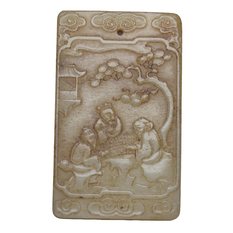 Hetian Jade Pendant: Hetian Jade pendant Specifications: 7.0×4.1×0.7 cm, weight 55 grams.