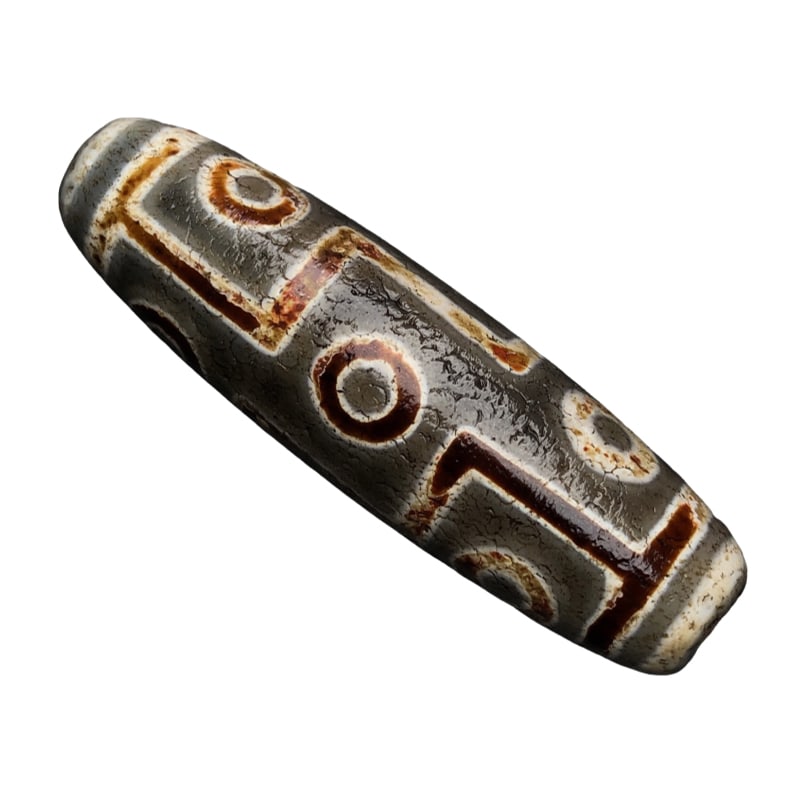 Tibetan natural agate nine-eyed dzi bead pendant (1 of 10)
