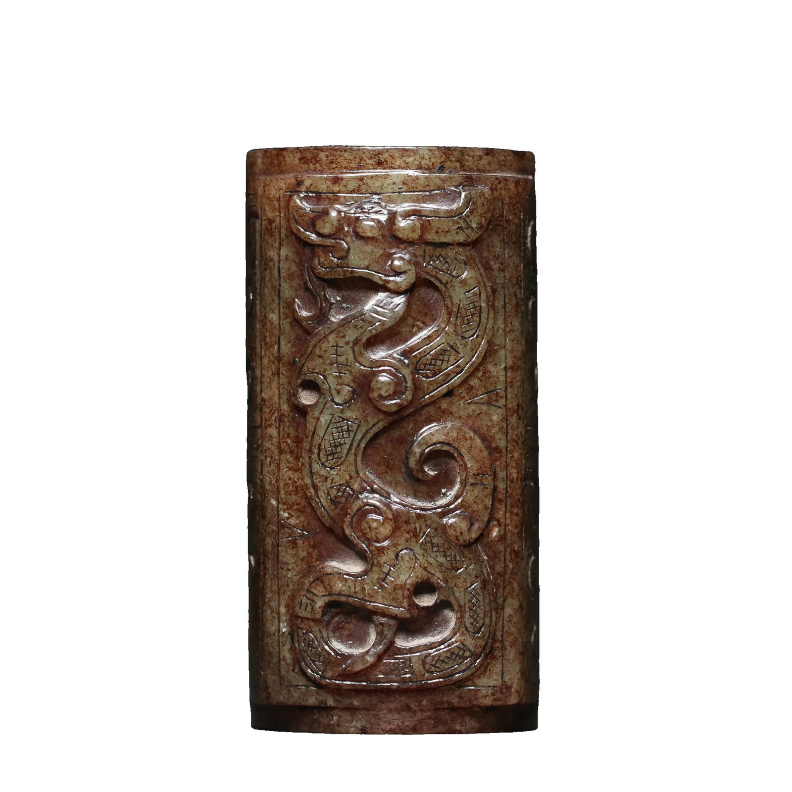 Old Hetian jade with dragon and phoenix pattern (1 of 10)