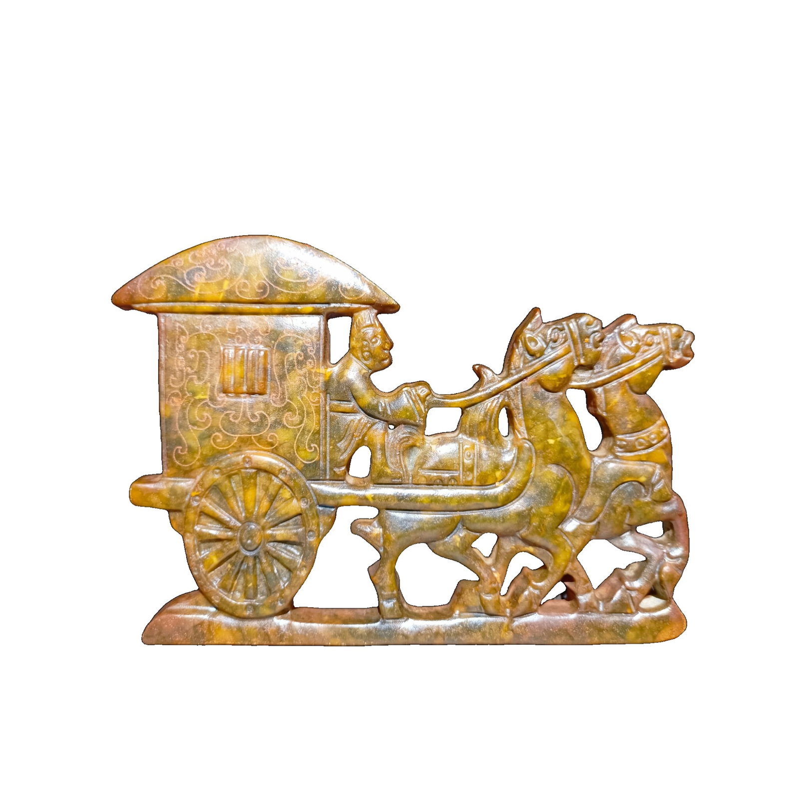 River-grinding jade horse-drawn carriage ornament (1 of 8)