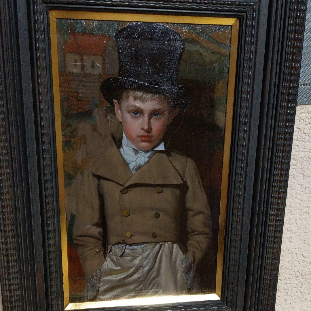 Oil painting portrait by Gu Jihong.: Oil painting portrait by (Gu Jihong), 37.8 cm x 22 cm.