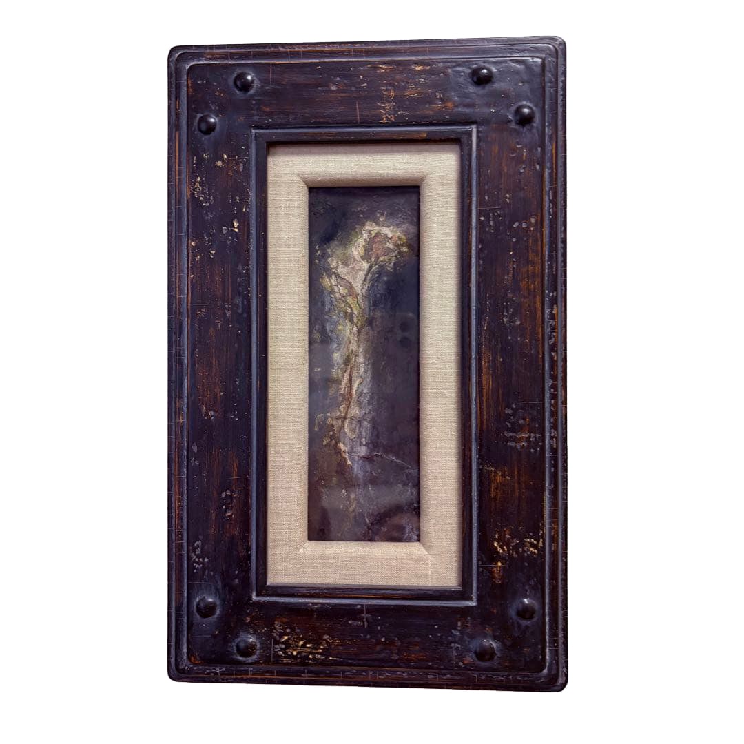 This is an abstract painting titled (Rose) created by Kawashima Akira in 2008.: This is an abstract painting created by Kawashima Akira in 2008. The work employs a vertical composition and is mounted in an antique-style black wooden frame. Frame Color: Black Frame Material: Wood