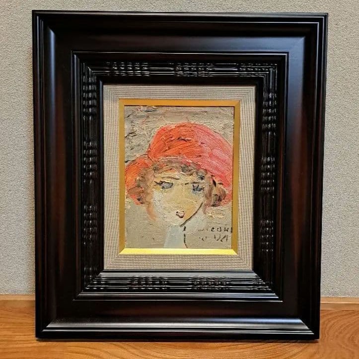 Oda Hiroki, ShOjo (Young Girl): Oda Hiroki (1914 - 2012) He was a renowned Japanese Western-style painter active from the Showa to Heisei periods. He is known for his distinctive melancholic "Girl with a Red Hat" and landscape paint