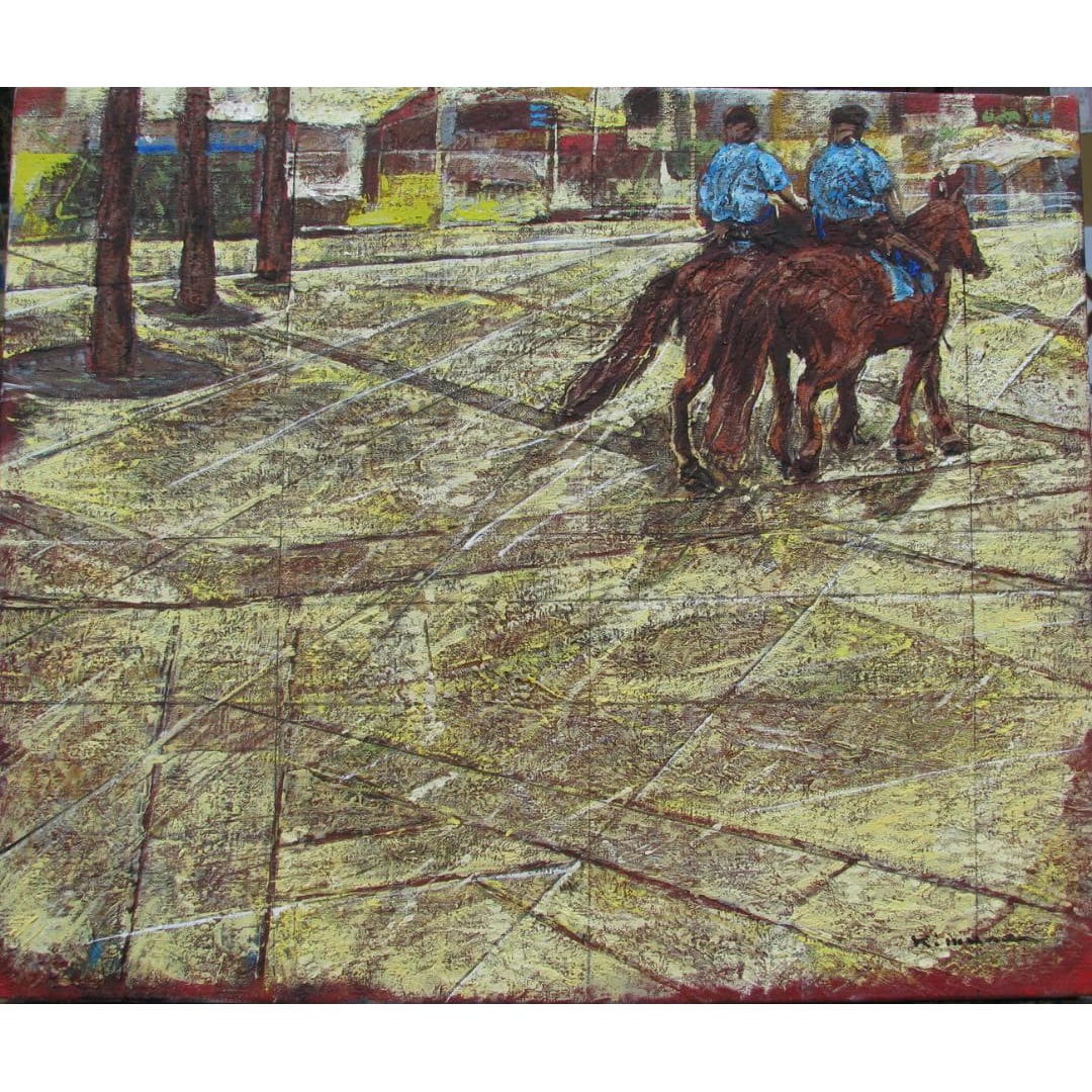 Kimura JirO, "Prague Spring Square, Czech Republic," oil painting, size 8. (1 of 3)