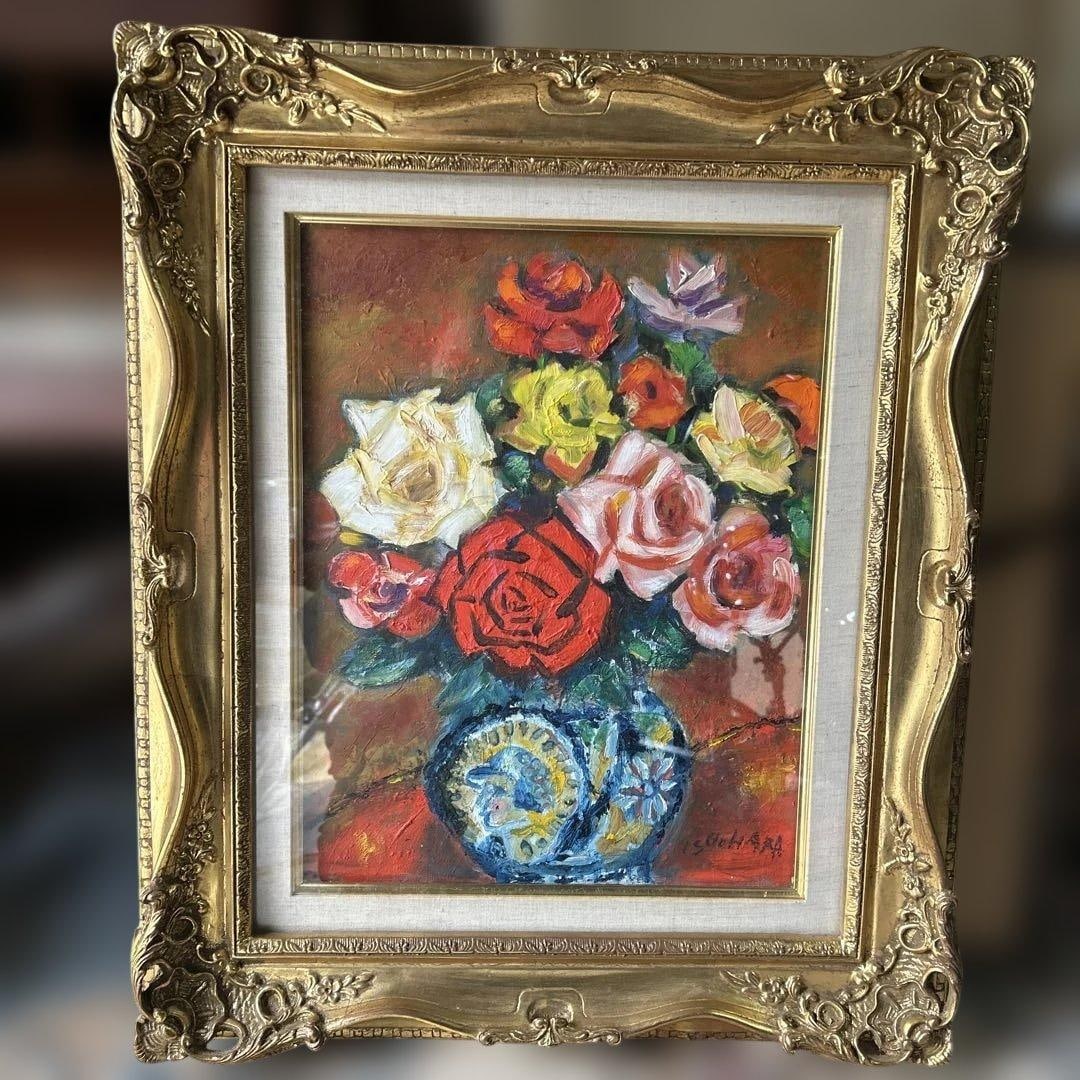 Rose, oil painting, classical frame, F6 size (1 of 7)