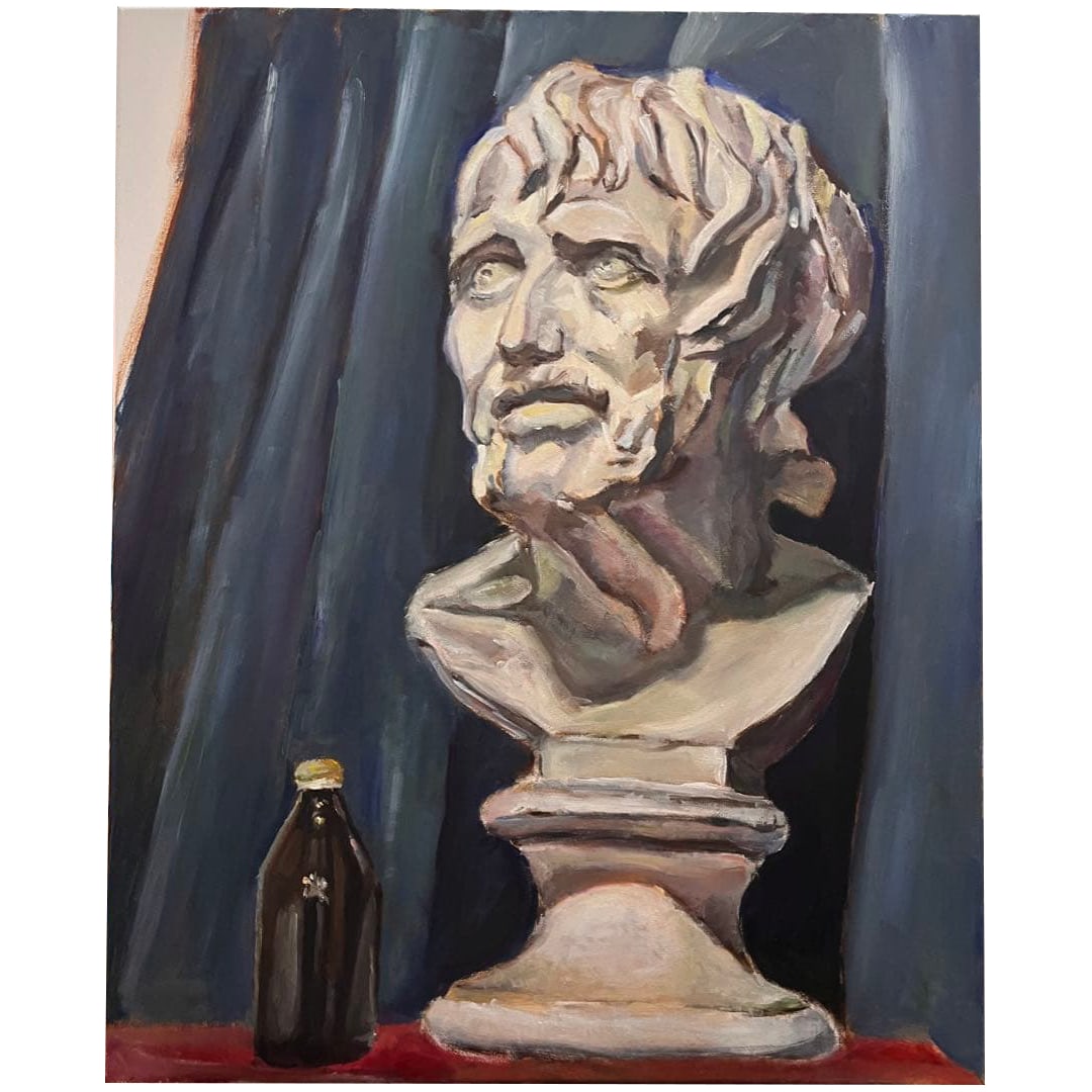 Plaster Statue and Vase, Oil Painting, Still Life, Oil Painting (1 of 2)