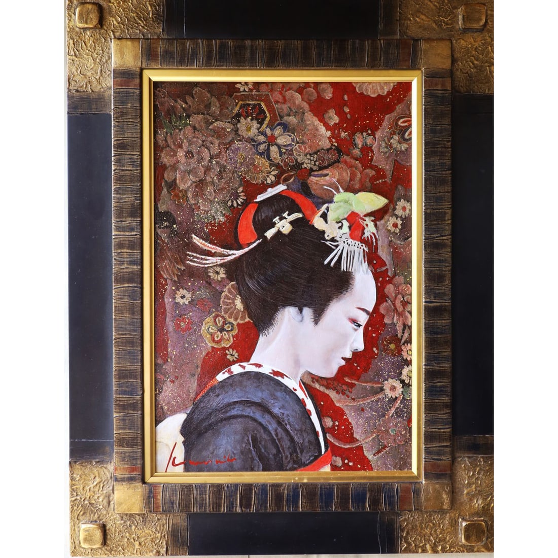 Katsumi Nemoto - "Mitose no Yume" Oil Painting, 2020, P6: Subject: Maiko Materials: Oil paint on panel Dimensions: P6 Original artwork, unique (Gray tone technique) Title of the work: "Mitoseno Yume" (Dream of Three Years) Artist: Nemoto Katsumi (Nitten Arti