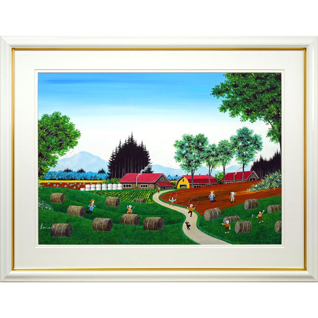 Hideaki Kanai, "Hoshikusa Rooru ga Goorogoro" (Rolling Hay Bales), unique acrylic painting, (1 of 10)