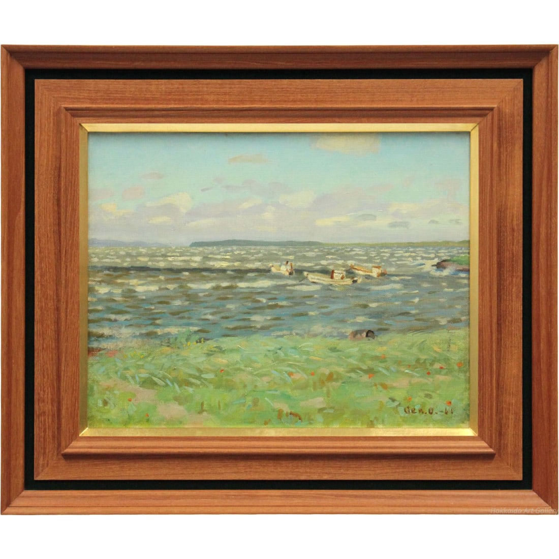 Otsuki Genji, "FUro no Saromako" (Waves on Lake Saroma), oil painting. (1 of 7)