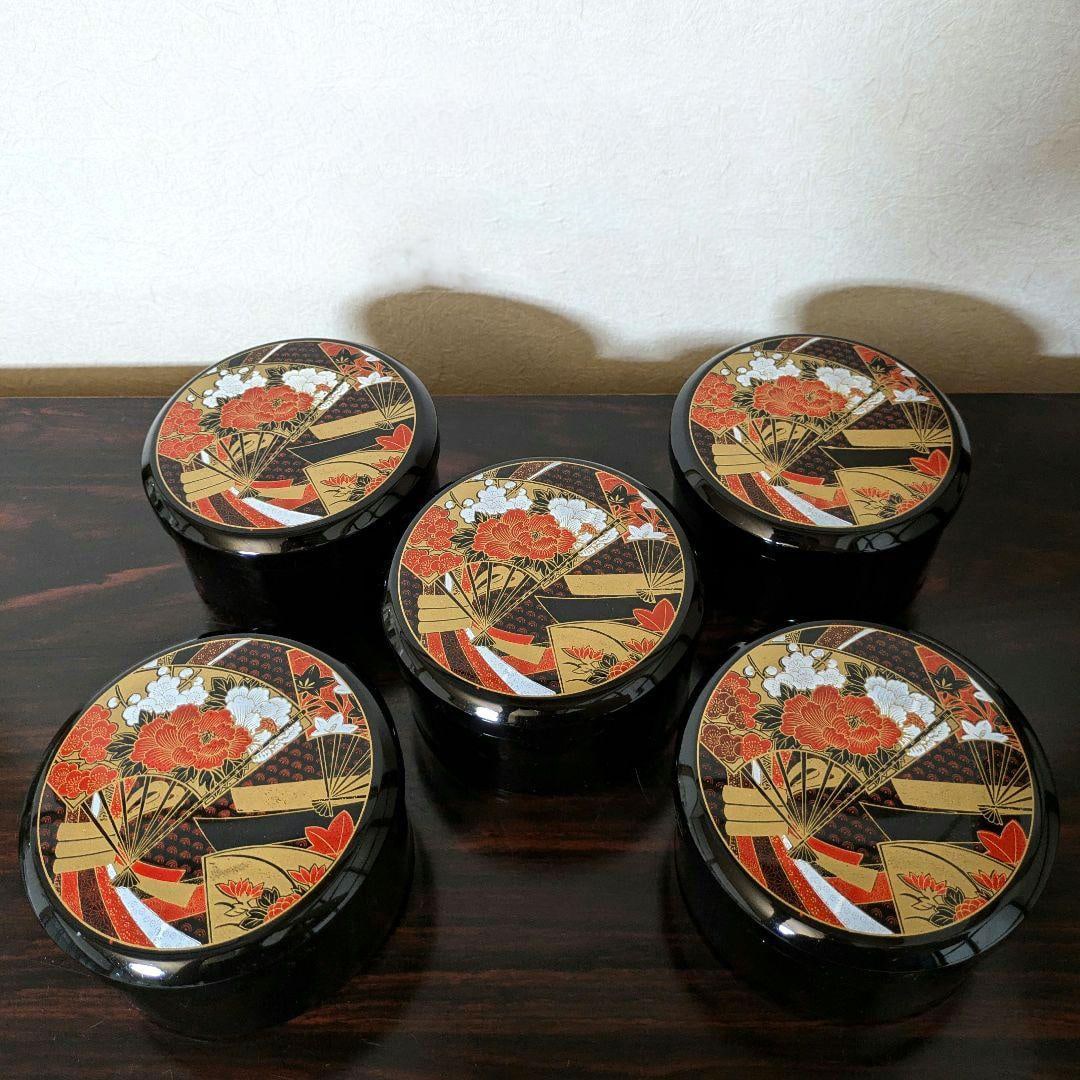 Unused Sushi Bowl Set (5 Pieces): Set of Sushi Bowls (5 pieces): Diameter 12.7 cm x Height 7.0 cm