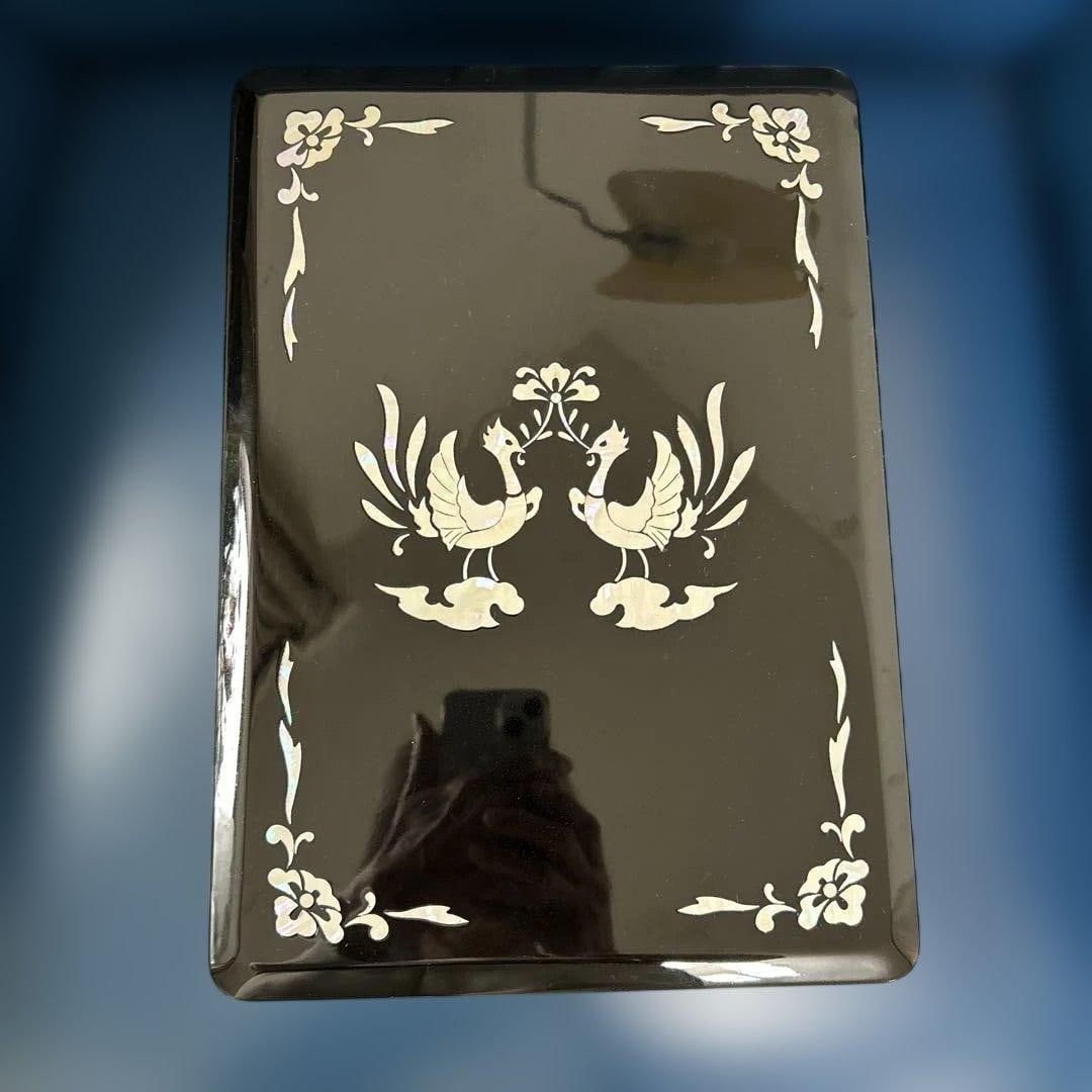 Lacquered Wooden Document Box - Traditional Craftsmanship, Inlaid with Mother-of-Pearl. (1 of 12)