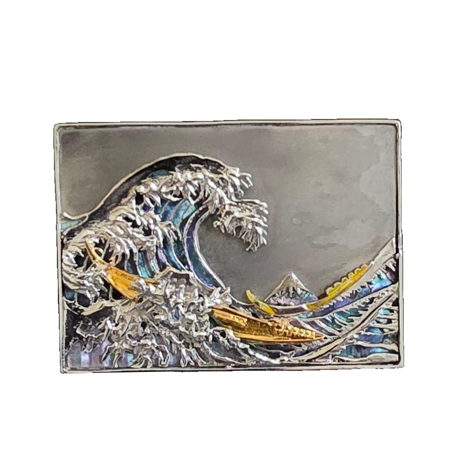 Miyama Silver Brooch/Indoor Stand (Katsushika Hokusai) (1 of 15)